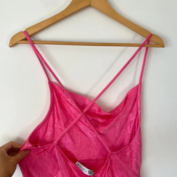 Zara  Jacquard Animal Detail Slip Mini Dress Hot Pink Sz Small NWT - Picture 9 of 12